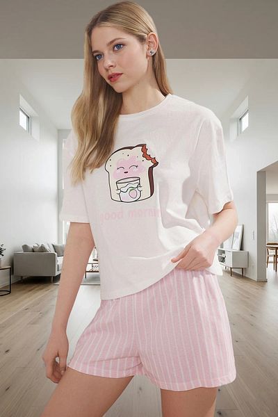 PayBuy Women's Summer Short Sleeve Cotton Pajamas Set Homewear Collection Comfortable and Stylish