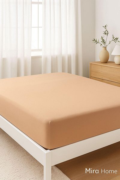 Mira Home Двойно обикновен пениран памук 100% памук Еластичен чаршаф 200X200 см King Size