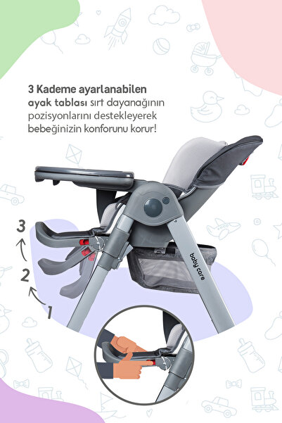 Baby Care Flex Mama Sandalyesi (GRİ)