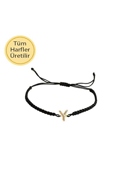 EnginGold İp Örgü 14 Ayar Altın Y Harfli Bileklik