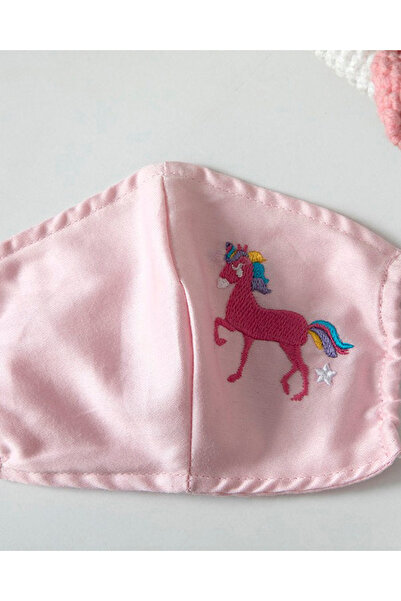 English Home Mini Unicorn Pamuklu Kumaş Çocuk Maske 4-12 Yaå Pembe
