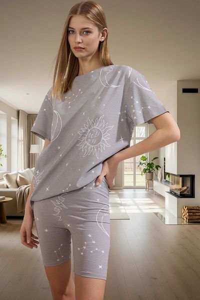 PayBuy Women's Galaxy Pattern Cotton Short Sleeve Pajamas Set Professional Appearance Elegant Design