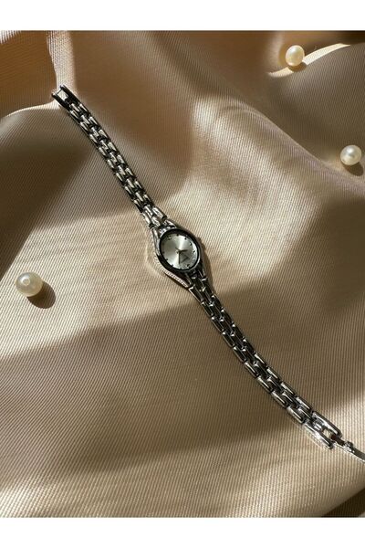 QUARTZ Bs Still Straw Cord - Minimal Vintage Women's Wristwatch, Silver Color