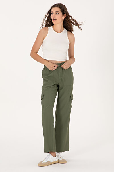 U.S. Polo Assn. Women's Dark Khaki Cargofit Canvas Trousers 50309123-Vr111