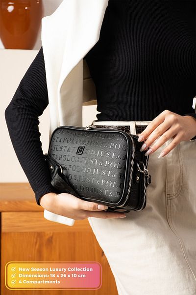 POLOGRAND London Geantă de umăr originală Just Polo Collection, cu 4 compartimente, din piele moale de lux, cu curea încrucișată reglabilă