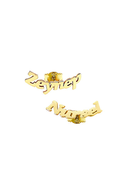 EnginGold 14 Ayar Altın Isimli Çift Küpe