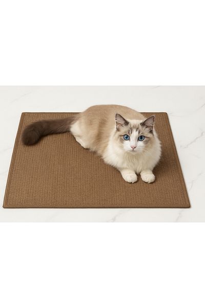 AKTURK HOME Natural Sisal Cat Scratching Mat 60X40 cm Cat Grassed Screen Floor Furniture Compatible Versatile Use
