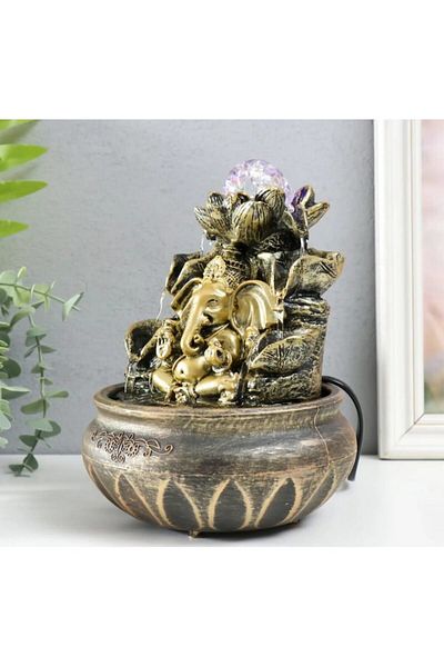 BLA BLA FOAM Fountain of Water Feng Shui with LED light and Ganesh for Protection 22x17 cm