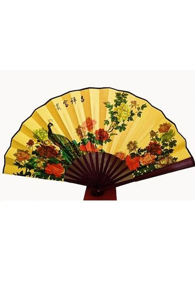 BLA BLA FOAM Evantai Pliabil Din Bambus, Feng Shui Cu Păun, Uz Decorativ, 33 Cm