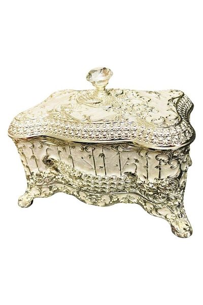 BLA BLA FOAM Jewelry Box, Luxury Vintage Design, With Peacock Pattern And Velvet Interior 16x11 Cm