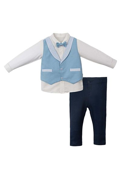 Necix's Vest Shirt Trousers Suit Navy Blue