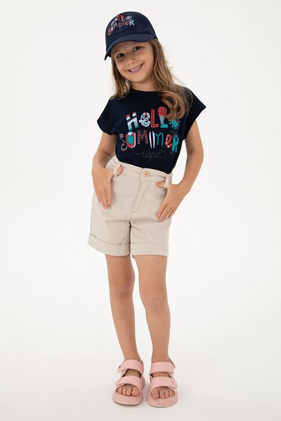 U.S. Polo Assn. Girl's Beige Pocketed Woven Shorts 50309143-Vr011