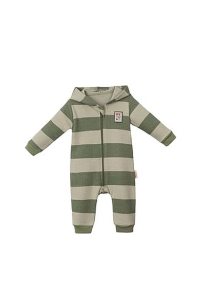 Necix's Hooded Striped Jumpsuit Olive Green
