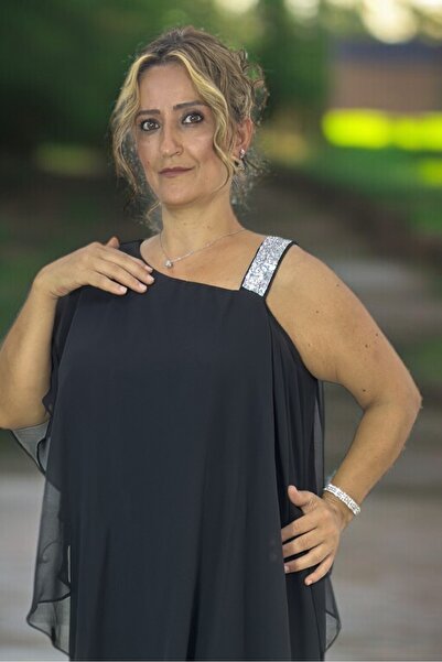 yagmurberen Rochie de seară de mărime mare, cu bretele largi și pelerina cu decolteu din dantelă - împodobită cu stras