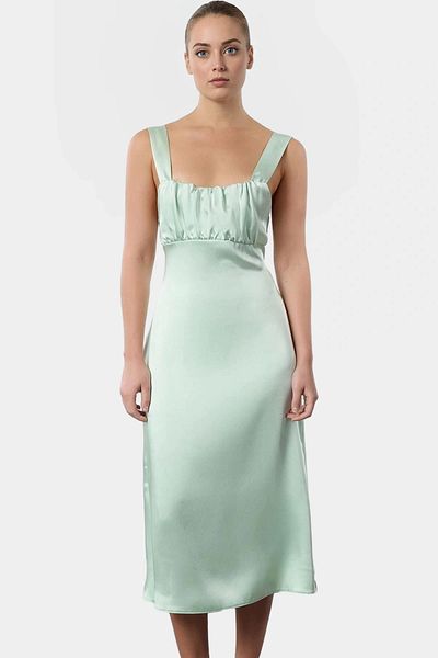 PayBuy Stylish Satin Midi Dress Square Collar Bodycon Cutout High Quality Comfortable Wear Professional Look