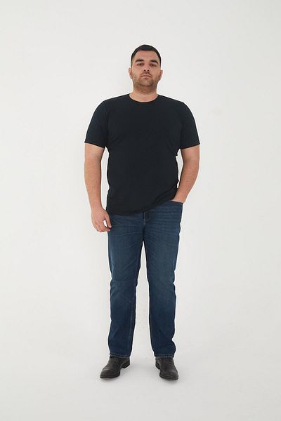 Maccali Men's Slim Fit Oversize Short Sleeve Basic T-Shirt Navy Blue