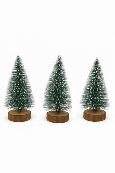 BeySüS Yılbaşı Ürünleri Dekoratif Masa Çamı 3 Lü 10 Cm
