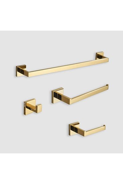 CasaVie Set Accesorii Baie, Auriu Lucios, 4 Piese, Cod 1242