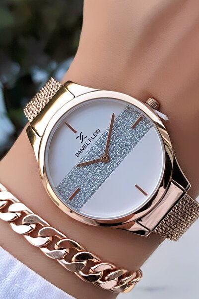 Daniel Klein Brand Jewelled Steel Cord Ladies Watch Bracelet