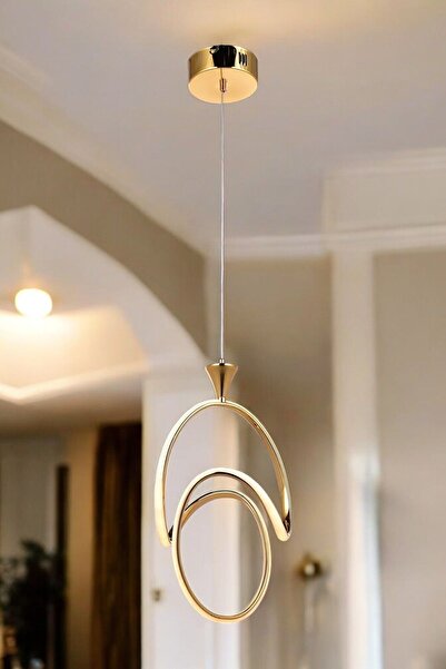 EY-EL TASARIM Badem Tekli Gold 3 Renk Ledli Sarkıt Avize