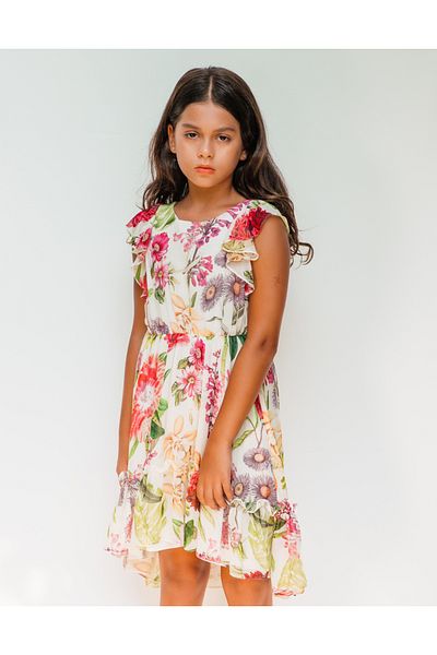 SheShe Rochie pentru fetiță din șifon cu modele florale