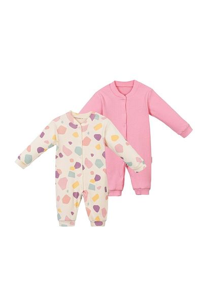 Necix's Patterned Double Jumpsuit with Cuffs Pink
