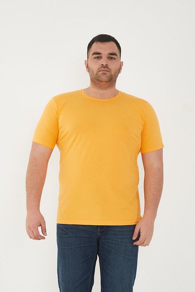 Maccali Men's Slim Fit Oversize Short Sleeve Basic T-Shirt Yellow