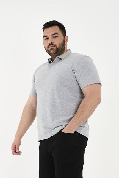 Maccali Men's Elite Comfort Short Sleeve Basic Summer Polo Neck T-Shirt Gray