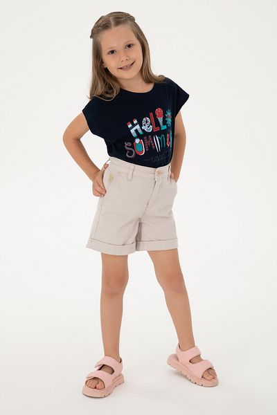 U.S. Polo Assn. Girl's Beige Pocketed Woven Shorts 50309143-Vr011