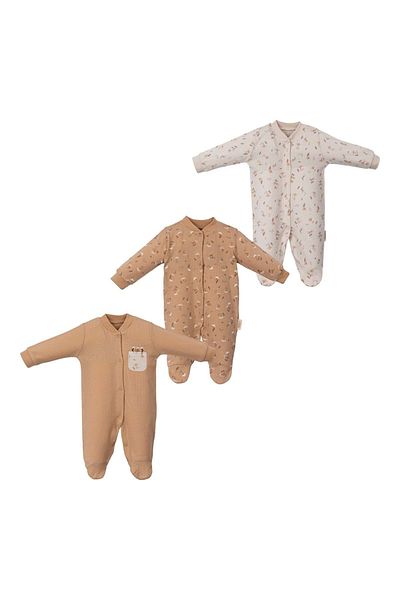 Necix's Floral Triple Booties Jumpsuit Set Beige