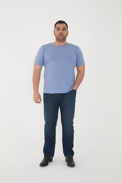Maccali Men's Slim Fit Oversize Short Sleeve Basic T-Shirt Blue