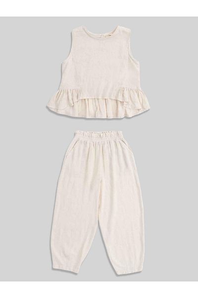 minojoy Beige Linen Pants - Girl's Rapollo