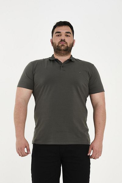Maccali Men's Elite Comfort Short Sleeve Basic Summer Polo Neck T-Shirt Khaki