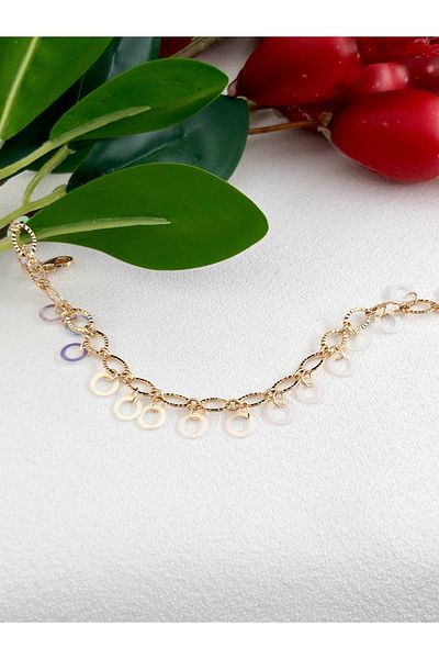 Siya Silver Special Series Reflective Sequin Steel Anklet