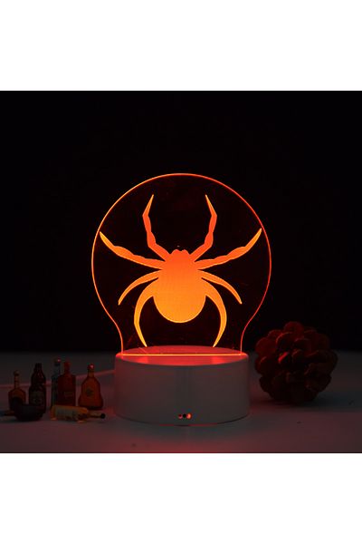 ILUMISHOP 3D LED Night Light, Spider, 7 Colors, Ambient Light, USB Power with Wall Charger and/or Socket