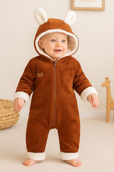 UmBaby Soft Welsoft Inside and Velvet Hooded Baby Astronaut Jumpsuit (Suitable for Ages 6-9 - 2)