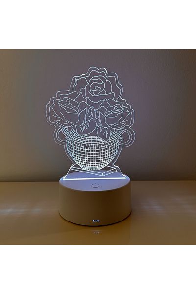 ILUMISHOP 3D LED Night Light, Flowers, 16 Colors with Remote Control, USB Power or 3 AA Batteries