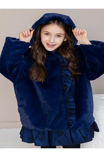 SheShe Navy Blue Plush Coat
