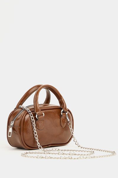 cosybag. Taba Faux Leather Mini Shoulder Bag with Chain Strap