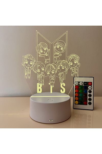 OEM 3D LED Night Light, BTS Band, 16 Colors, color change via remote control, Ambient Light