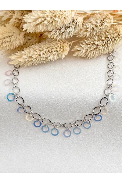 Siya Silver Special Series Reflective Sequin Steel Anklet