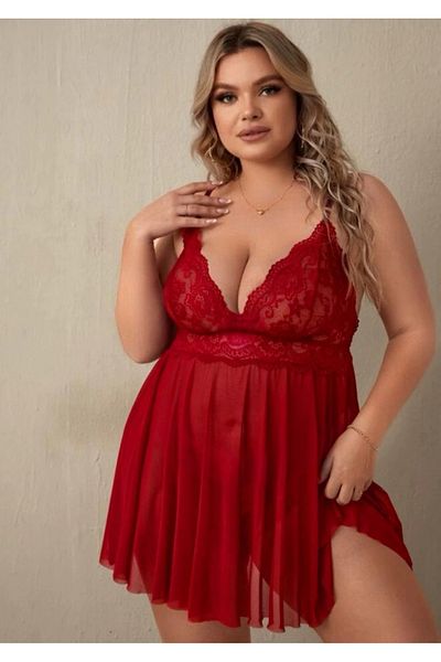 secretlady Plus Size See-Through Nightgown