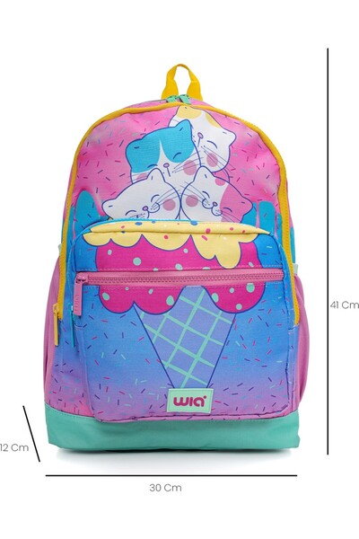 Wia Girl's Ice Cream with Cats 3-Piece School Bag Set Sw-025