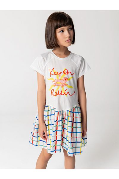 SheShe Girl's Cotton Flared Skirt with T-Shirt Body