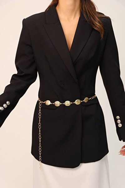 Fiori Papatya Gold Detailed Women's Waist Chain Waist Belt, Dress Belt, Skirt Belt, Trouser Belt