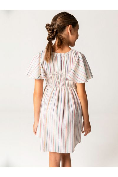 SheShe Rochie pentru fete din bumbac cu dungi cu jumatate de maneca