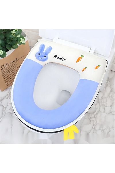 OEM Husa pentru capac WC, 43.5x37cm, cu iepuras albastru