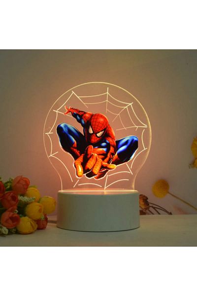 ILUMISHOP LED Night Light, Spiderman, 7 Colors, USB Power or 3 AA Batteries