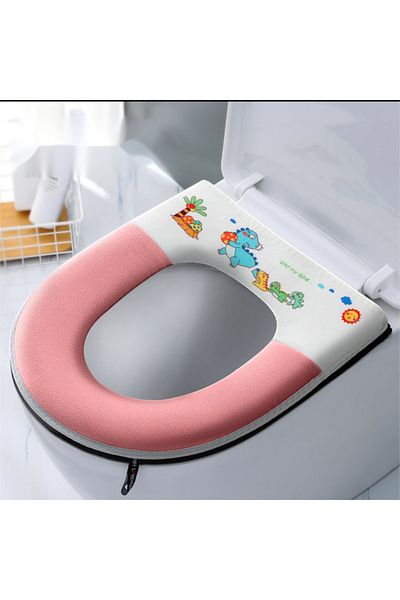 OEM Toilet Seat Cover, 43.5x37cm, Small Dinosaur, Dark Pink