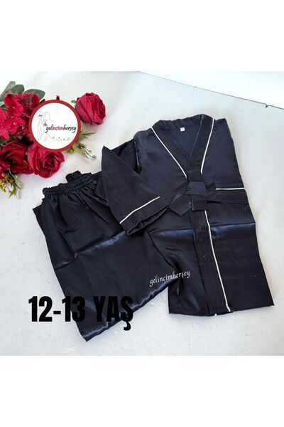 Gelincimherşey Lacivert Saten Kuşaklı Sünnet Düğünü Pijaması